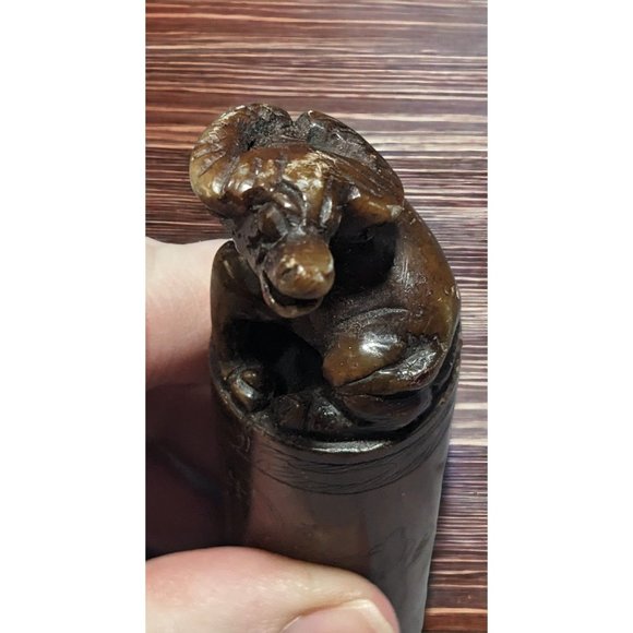 Vintage Chinese Bull Carved Stone Chop/Stamp - Picture 6 of 12